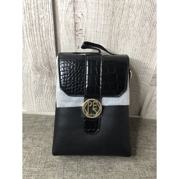 Womens Pierre Loues Black Phone Crossover Handbag w/ Handle & Detachable Strap - Picture 2 of 6